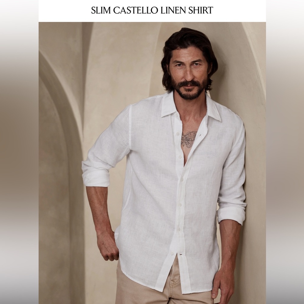 NWT Banana Republic Slim Fit Linen Shirt